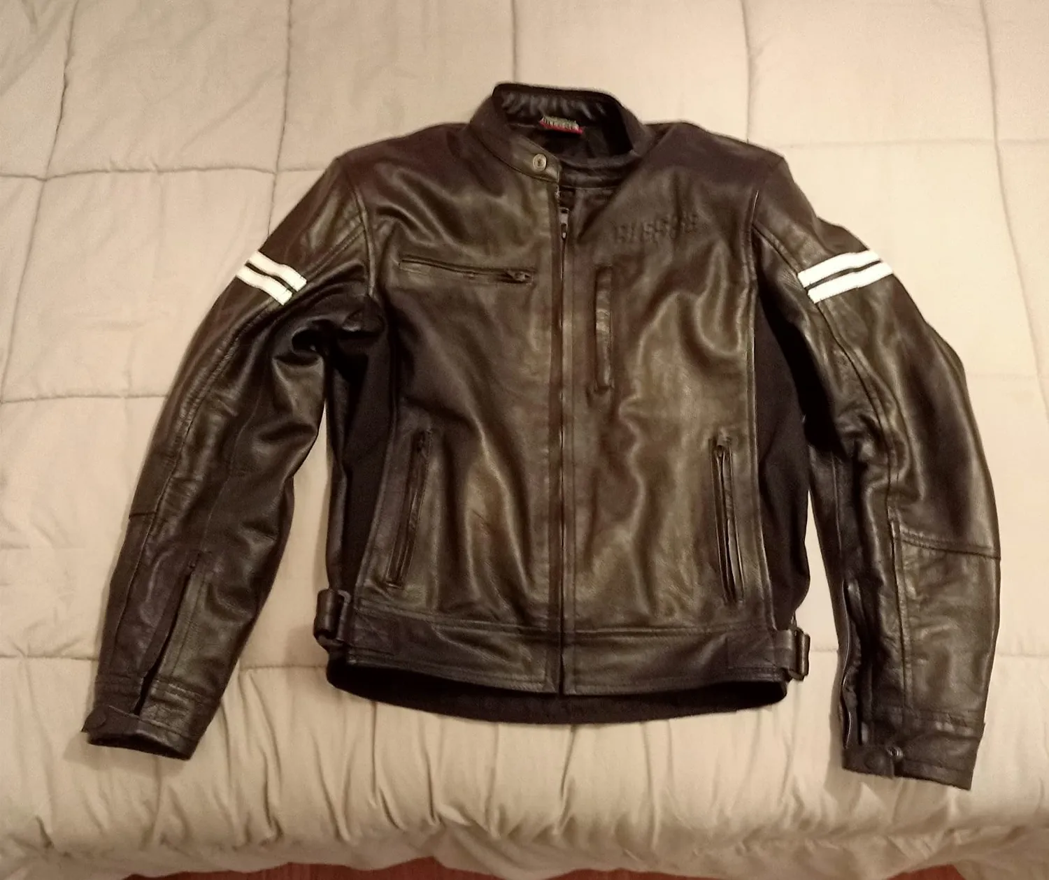 Bi Esse Giacca Moto Pelle Vintage Cafe Racer L
