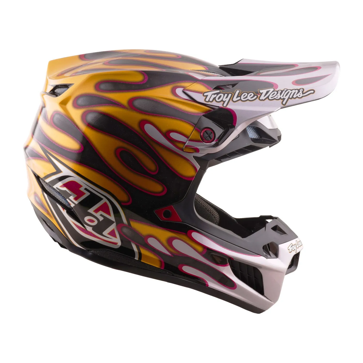 Troy Lee Designs SE5 Carbon casco moto nero oro MIPS