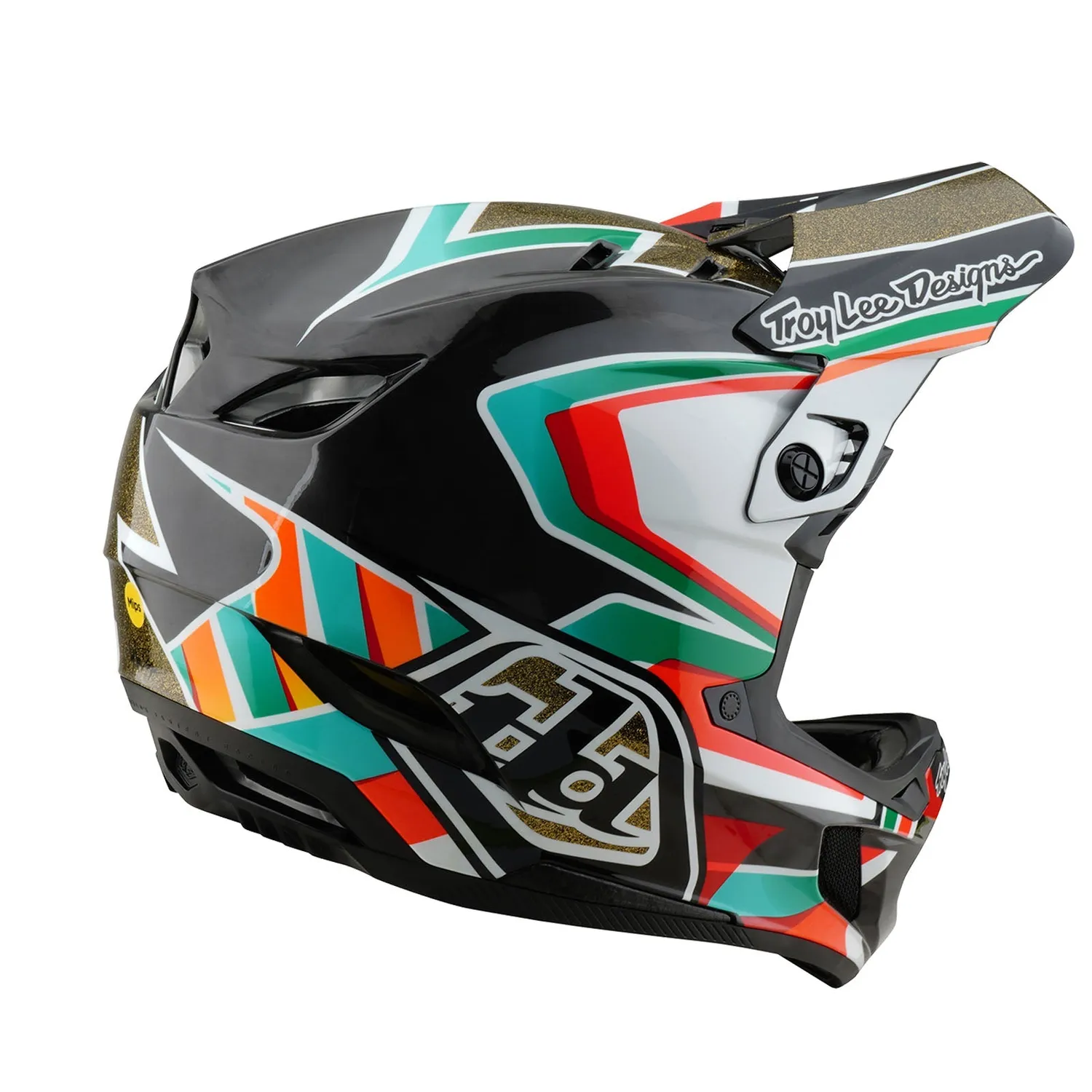 Troy Lee Designs D4 Carbon Casco Integrale Frames Black Gold MIPS