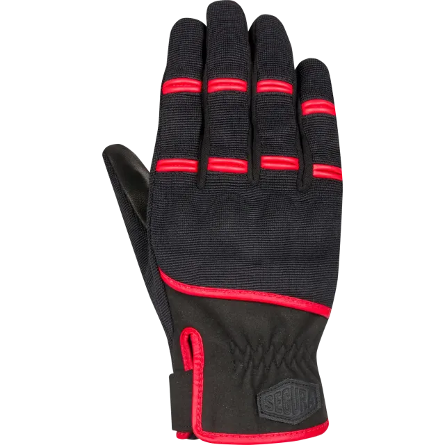Segura Palmer guanti moto uomo pelle nero-rosso touch
