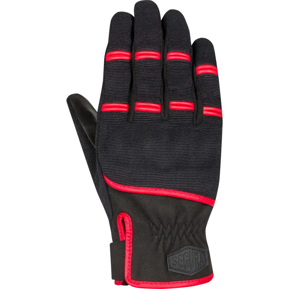 Segura Palmer guanti moto uomo pelle nero-rosso touch