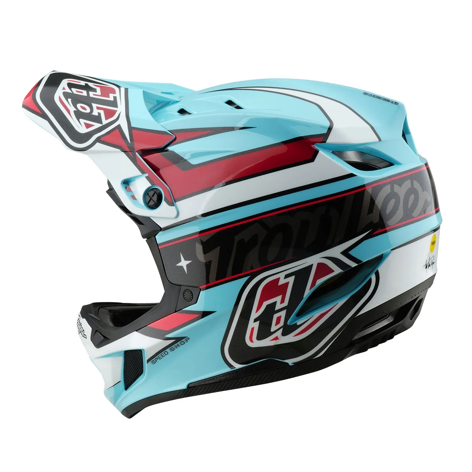 Troy Lee Designs D4 Polyacrylite W/MIPS Linear casco integrale Blue