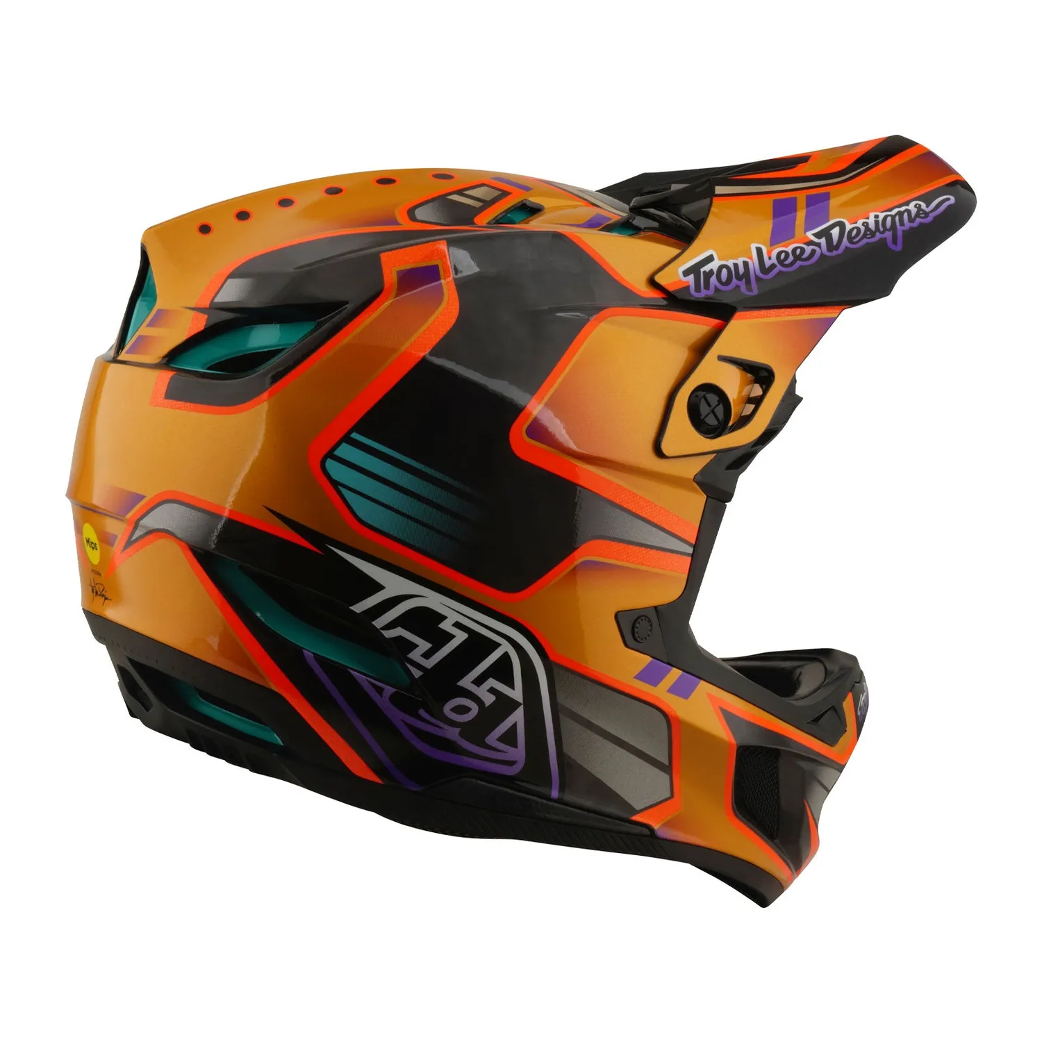 Troy Lee Designs D4 Carbon Casco Crest Gold downhill