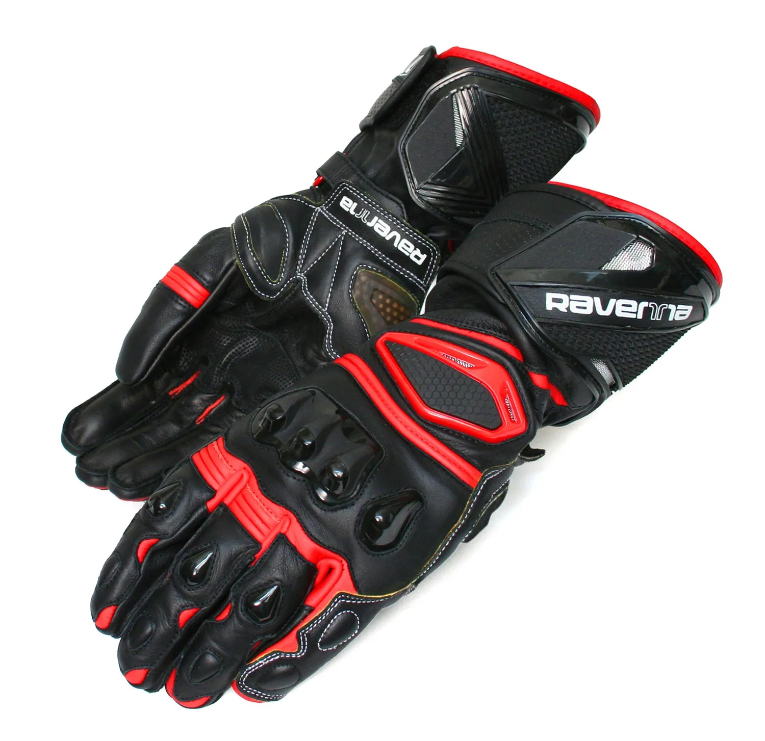 Ravenna Moto R guanti moto pelle nero-rosso CE
