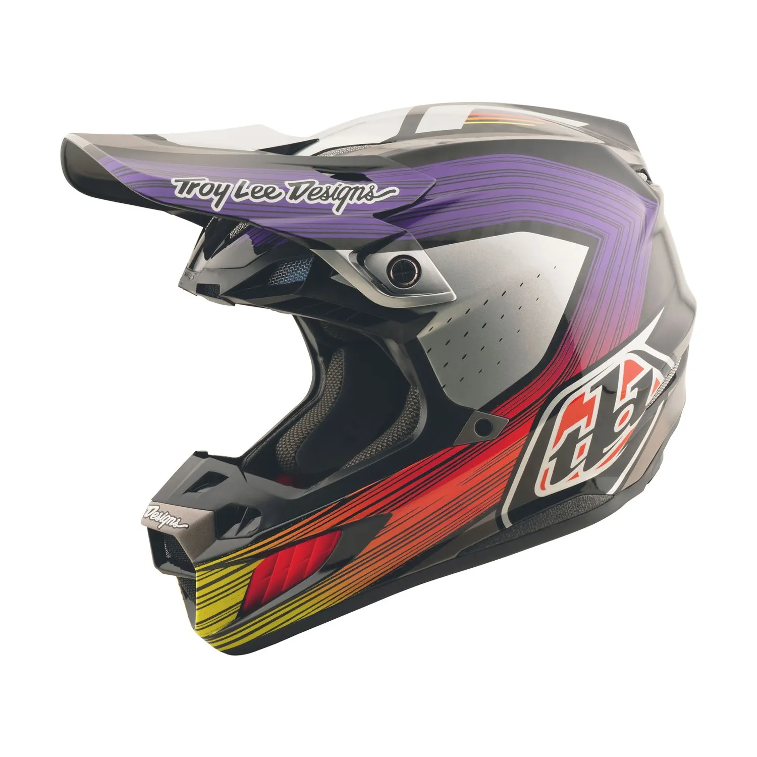 Troy Lee Designs SE5 Carbon MIPS casco cross nero viola stripes