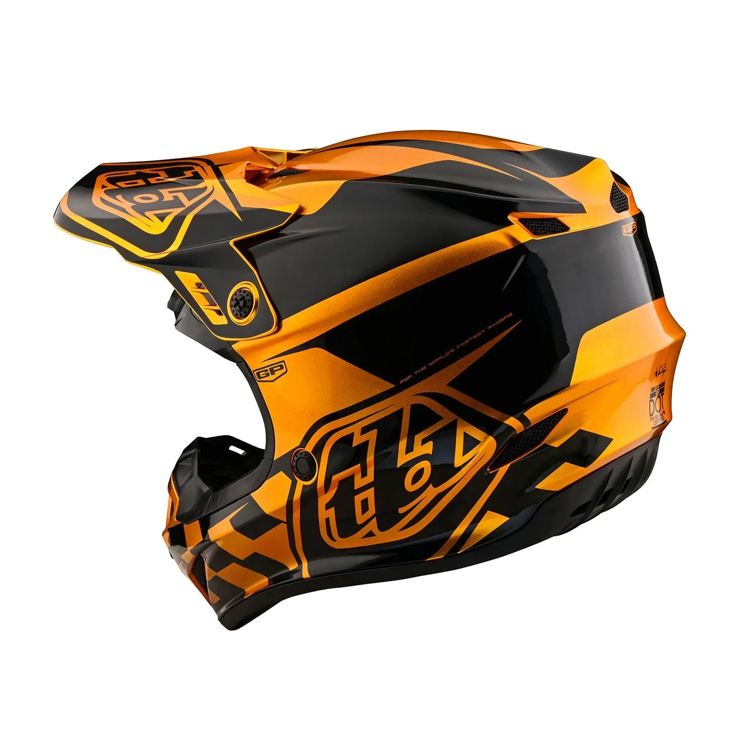 Troy Lee Designs GP Check Up casco moto oro nero senza MIPS