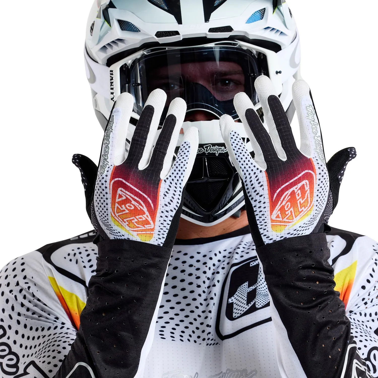 Troy Lee Designs Air Optic guanti moto bianco nero traspiranti