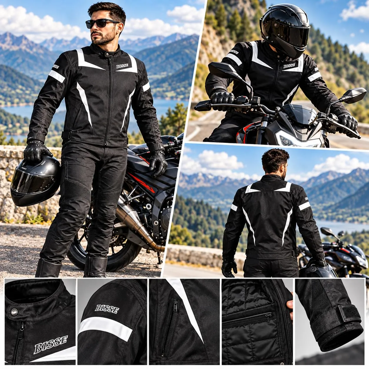 Bi Esse Rav-Biker Giacca Moto Touring XL Nero-Bianco