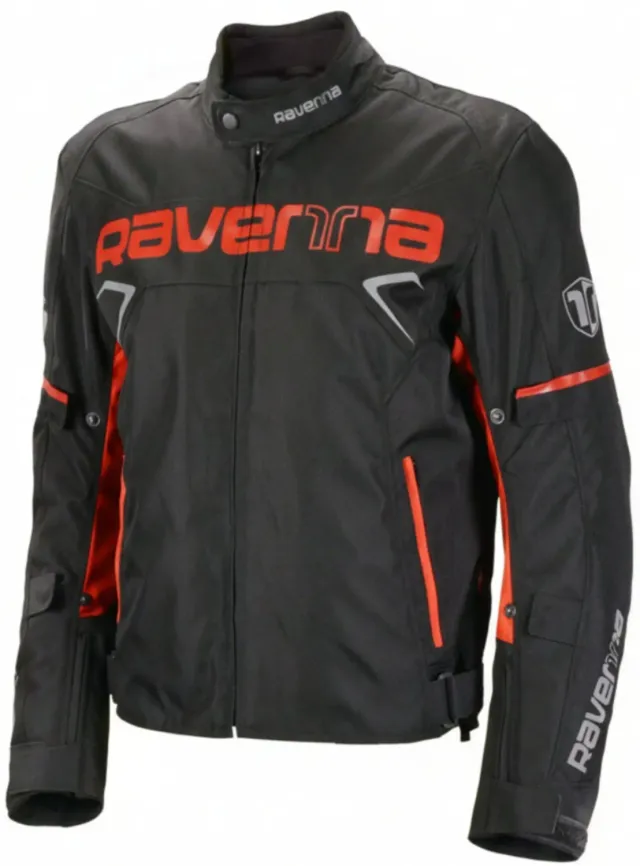 Ravenna giacca moto tessuto nero rosso 2 strati