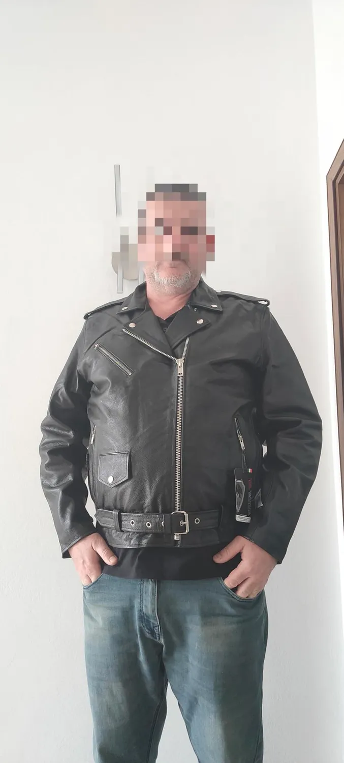 Bi Esse Chiodo Marlon Brando Giacca Pelle Nero