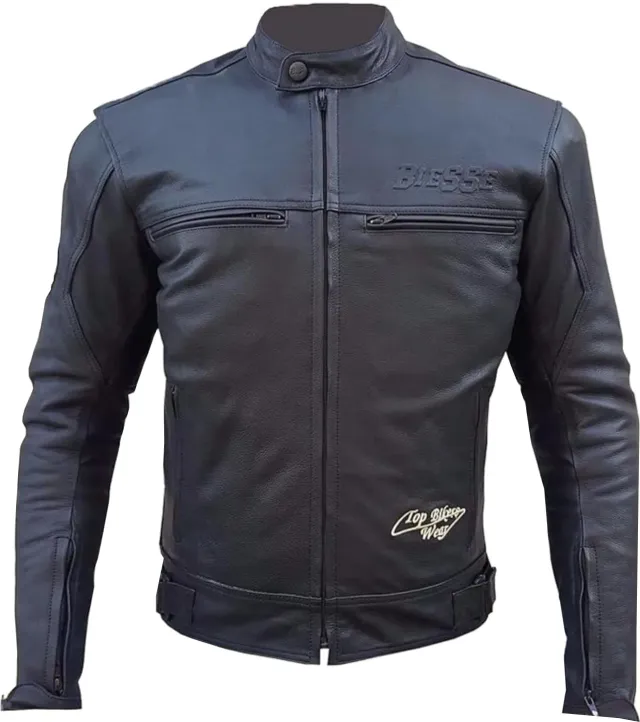 Bi Esse Giacca Moto Pelle Vintage Nero XS con Gilet Termico