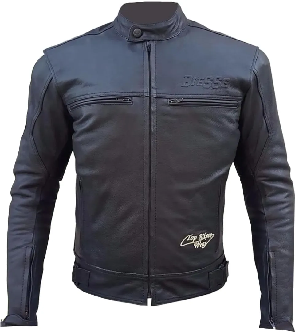 Bi Esse Giacca Moto Pelle Vintage Nero XS con Gilet Termico