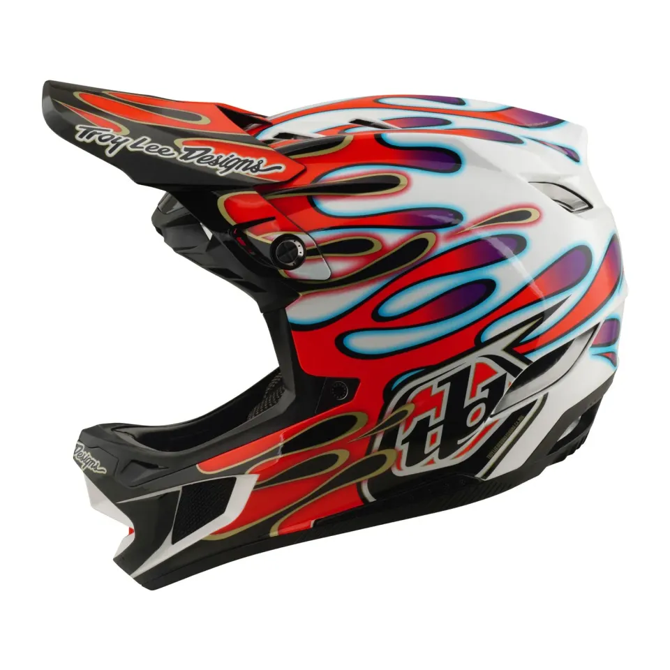 Troy Lee Designs D4 Composite Overspray casco bianco rosso MIPS