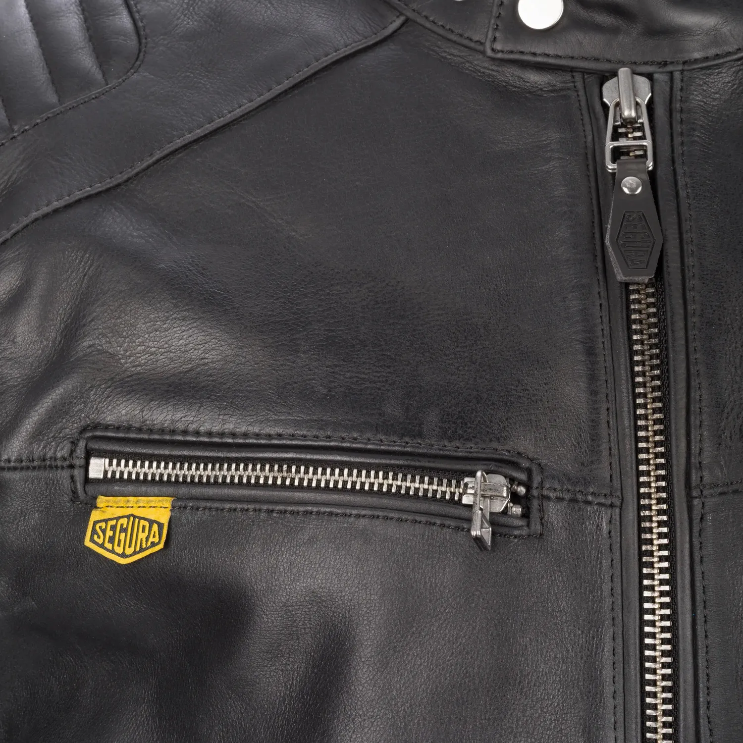 Segura Robby Giacca Pelle Moto Uomo Nero Body Fit