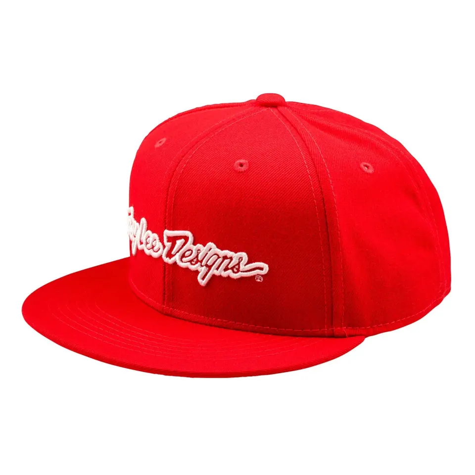 Troy Lee Designs Flat Bill Snapback Signature cappellino Team Red OS