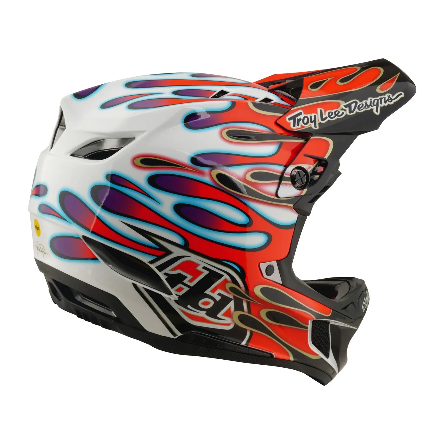 Troy Lee Designs D4 Composite Overspray casco bianco rosso MIPS