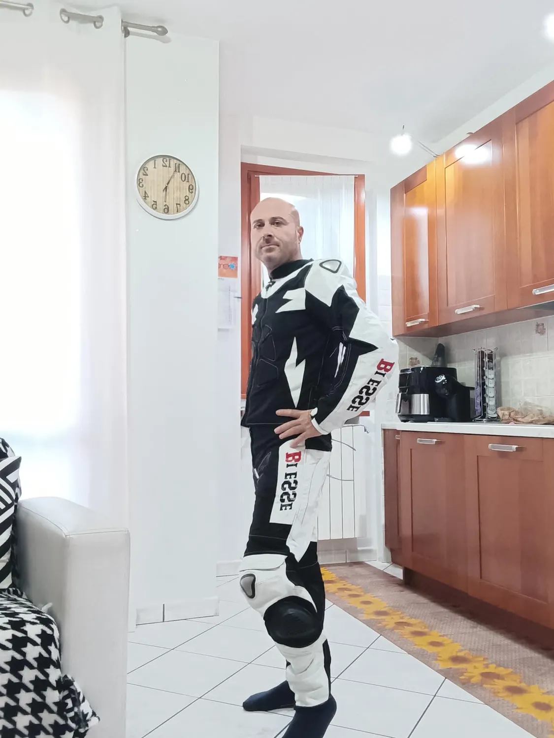 Bi Esse Tuta Moto Pelle 2 Pezzi Divisibile con Titanio