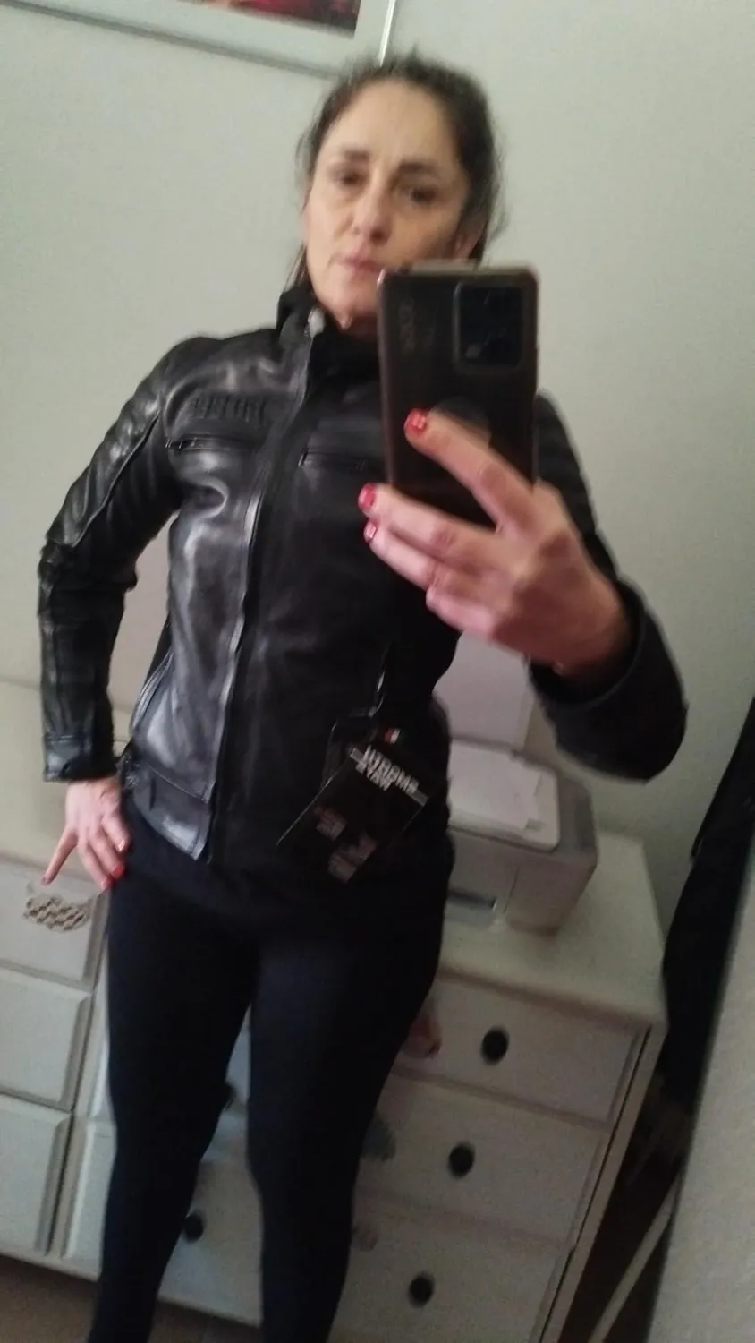 Bi Esse Vintage Giacca Moto Pelle Donna Protezioni Nero