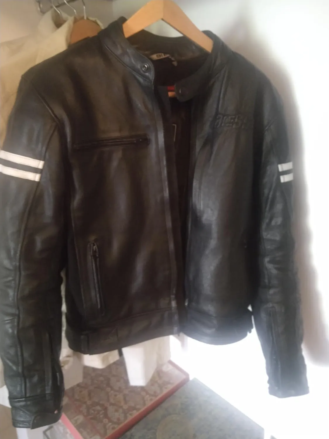 Bi Esse Giacca Moto Pelle Vintage Cafe Racer L