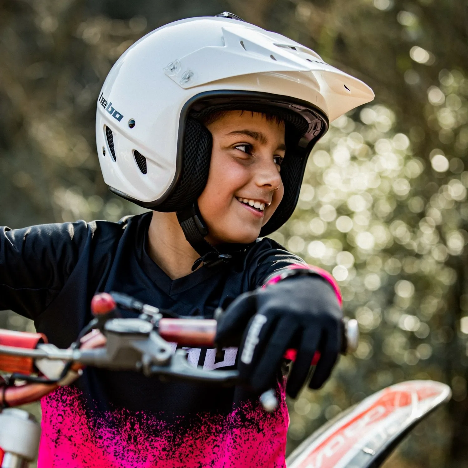 Hebo Pro V Dripped Junior pantaloni trial rosa ginocchiere CE