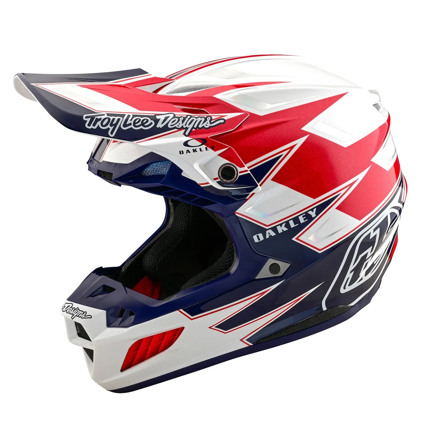 Troy Lee Designs SE5 Oakley casco moto White Blue MIPS