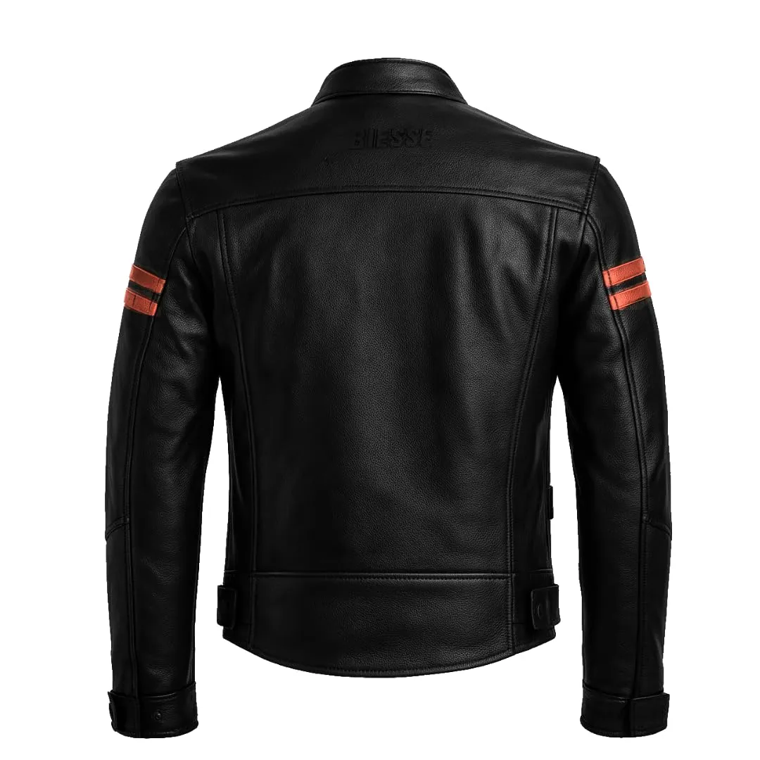 Bi Esse Giacca Moto Pelle Vintage Cafe Racer L