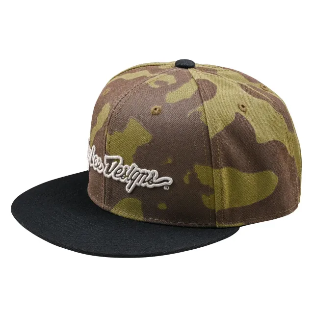 Troy Lee Designs Flat Bill Snapback cappellino Olive Camo