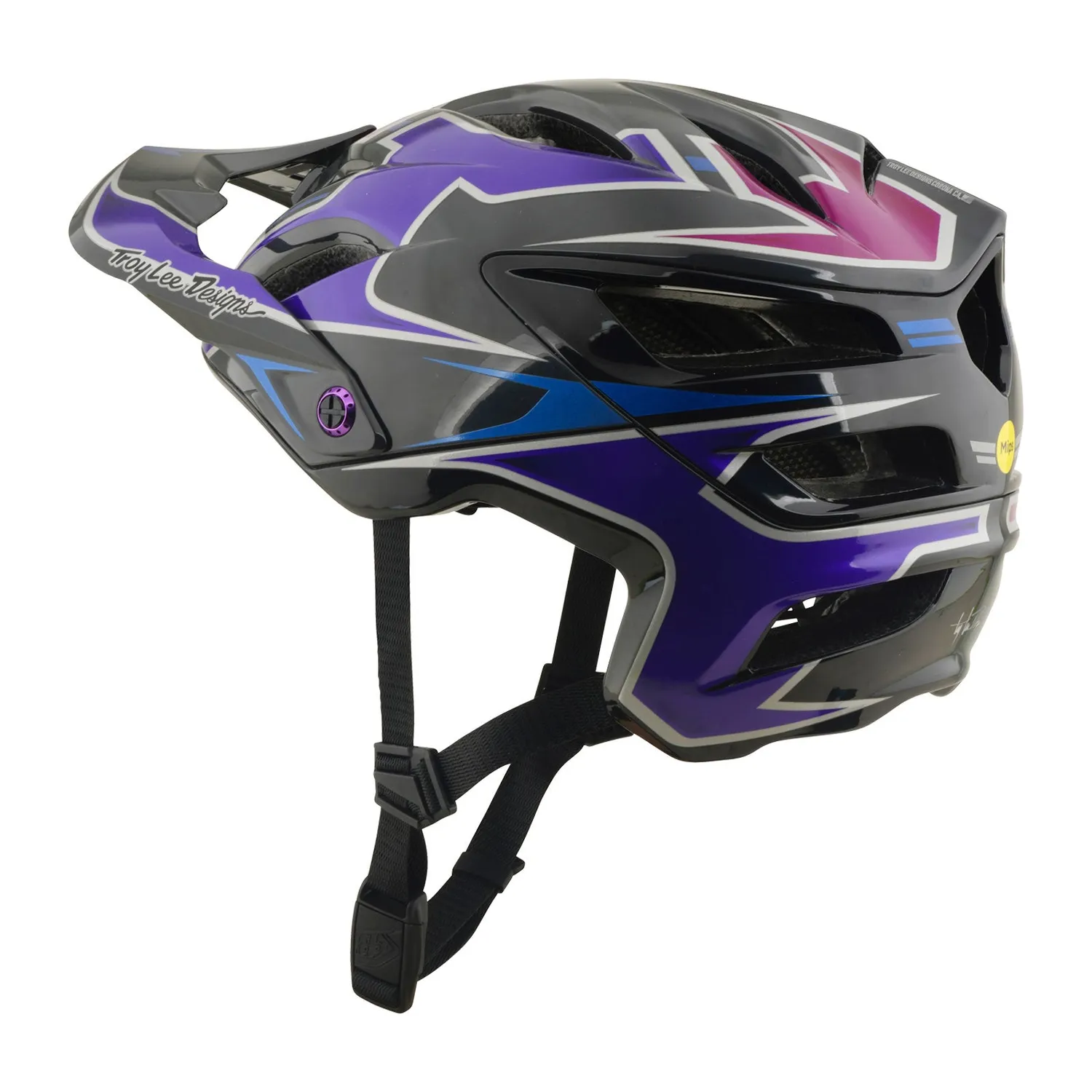 Troy Lee Designs A3 Mask Casco Bici Black Purple con MIPS