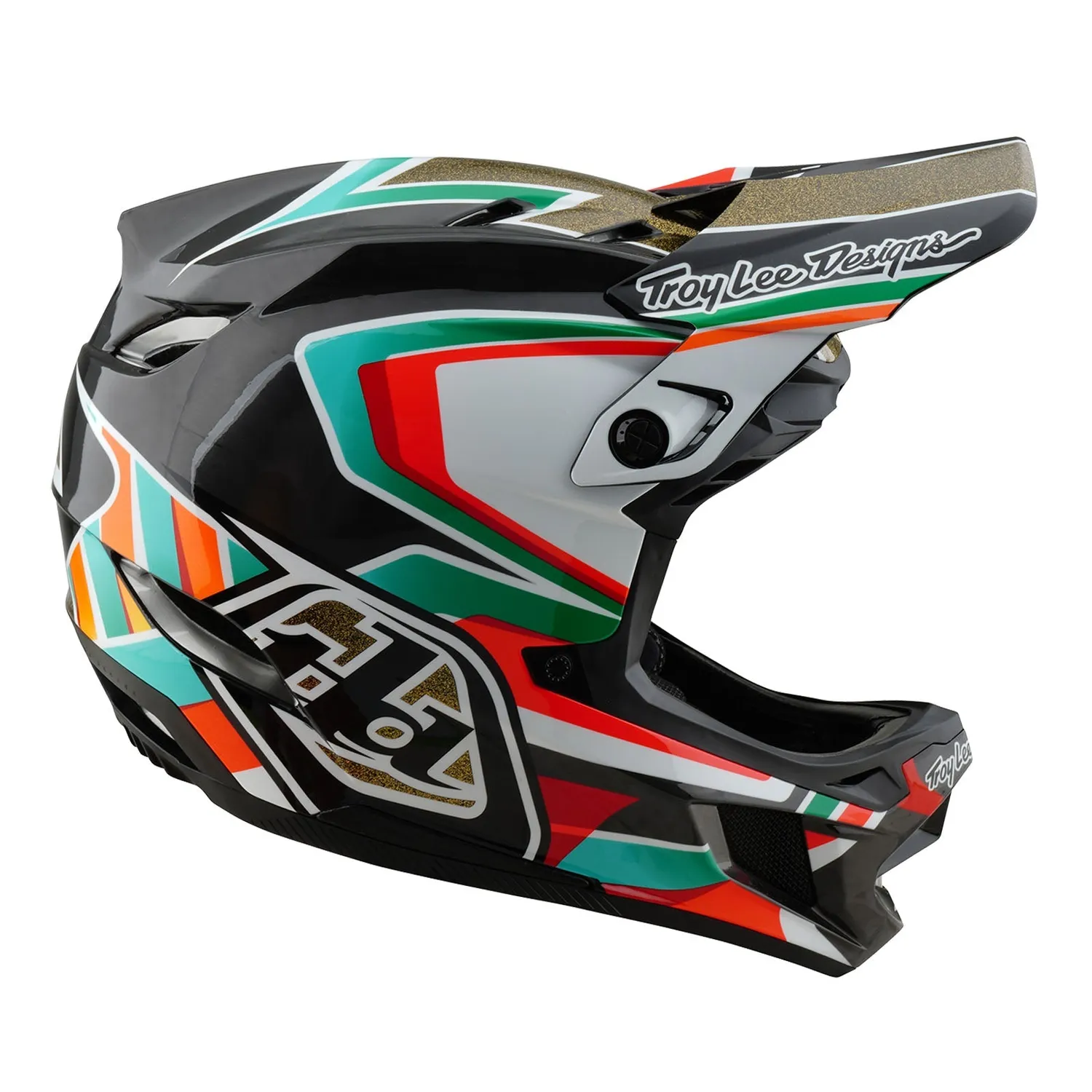 Troy Lee Designs D4 Carbon Casco Integrale Frames Black Gold MIPS