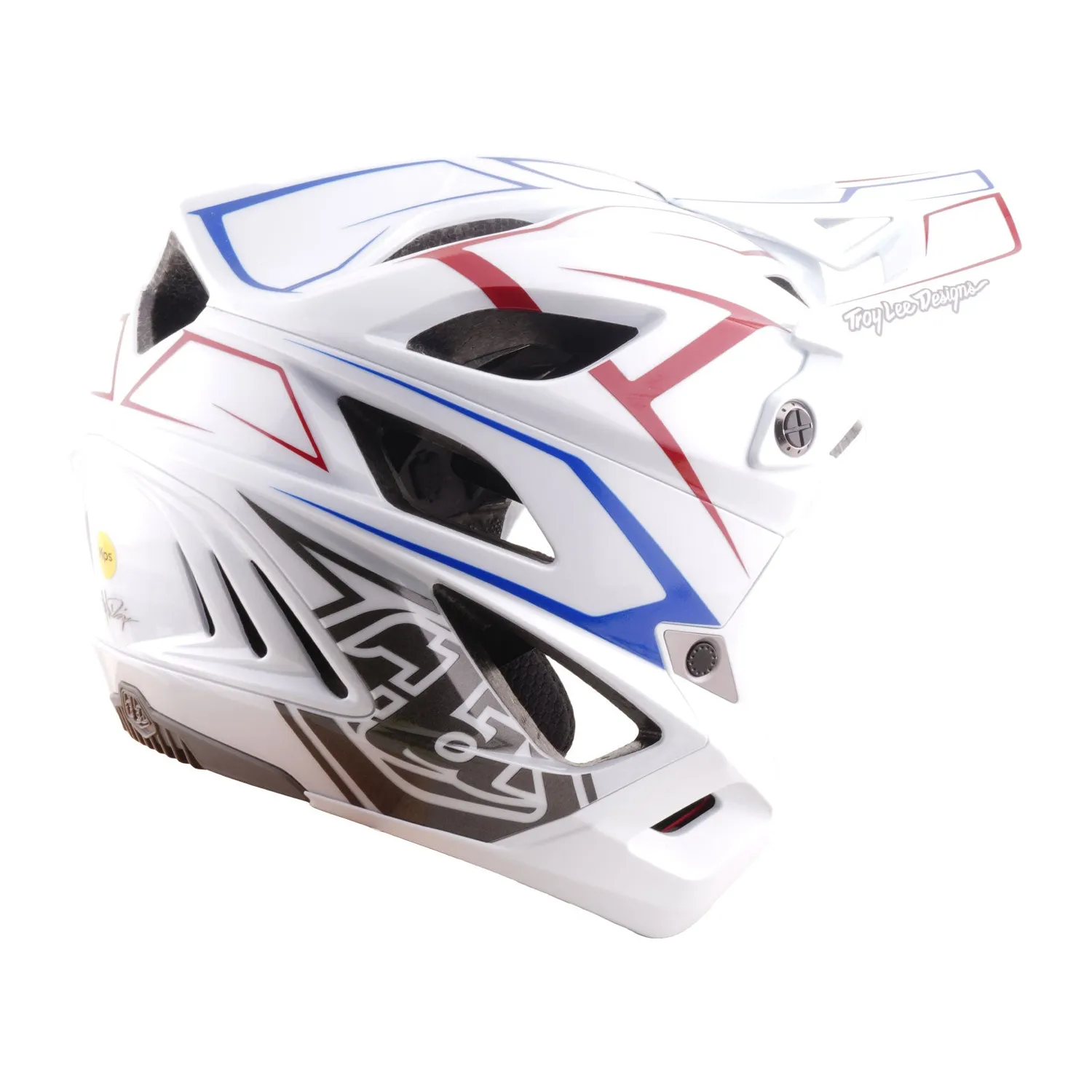 Troy Lee Designs Stage Stunt Pinstripe casco integrale MIPS Bianco