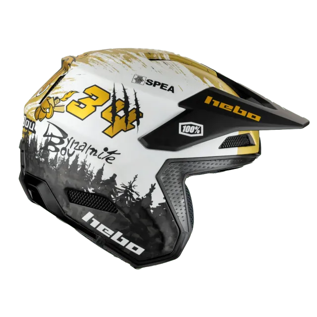 Hebo Toni Bou 34 casco trial carbonio nero oro