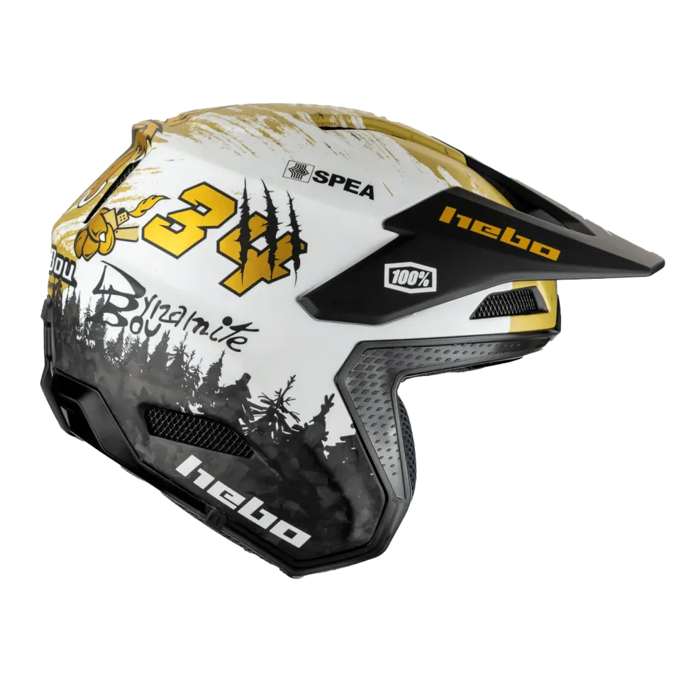 Hebo Toni Bou 34 casco trial carbonio nero oro
