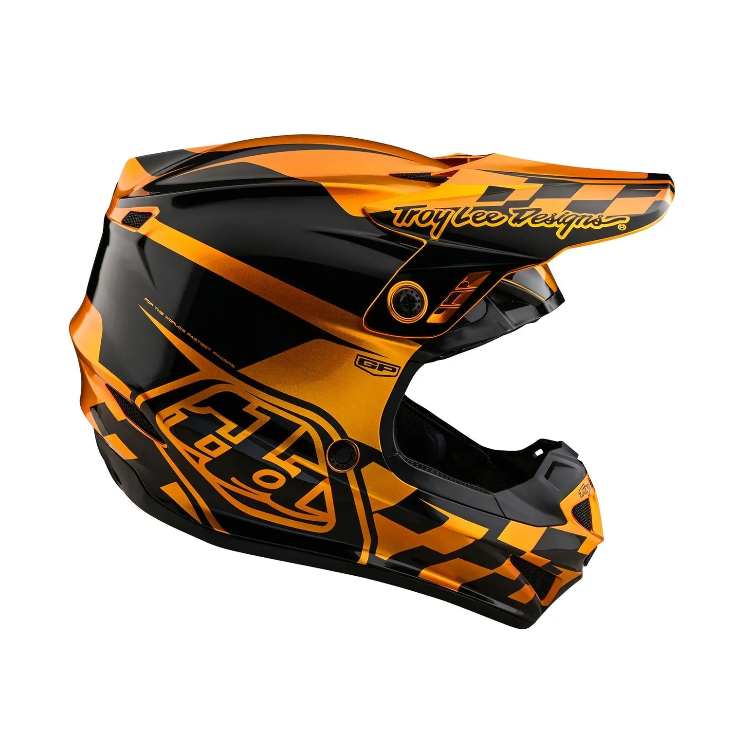 Troy Lee Designs GP Check Up casco moto oro nero senza MIPS